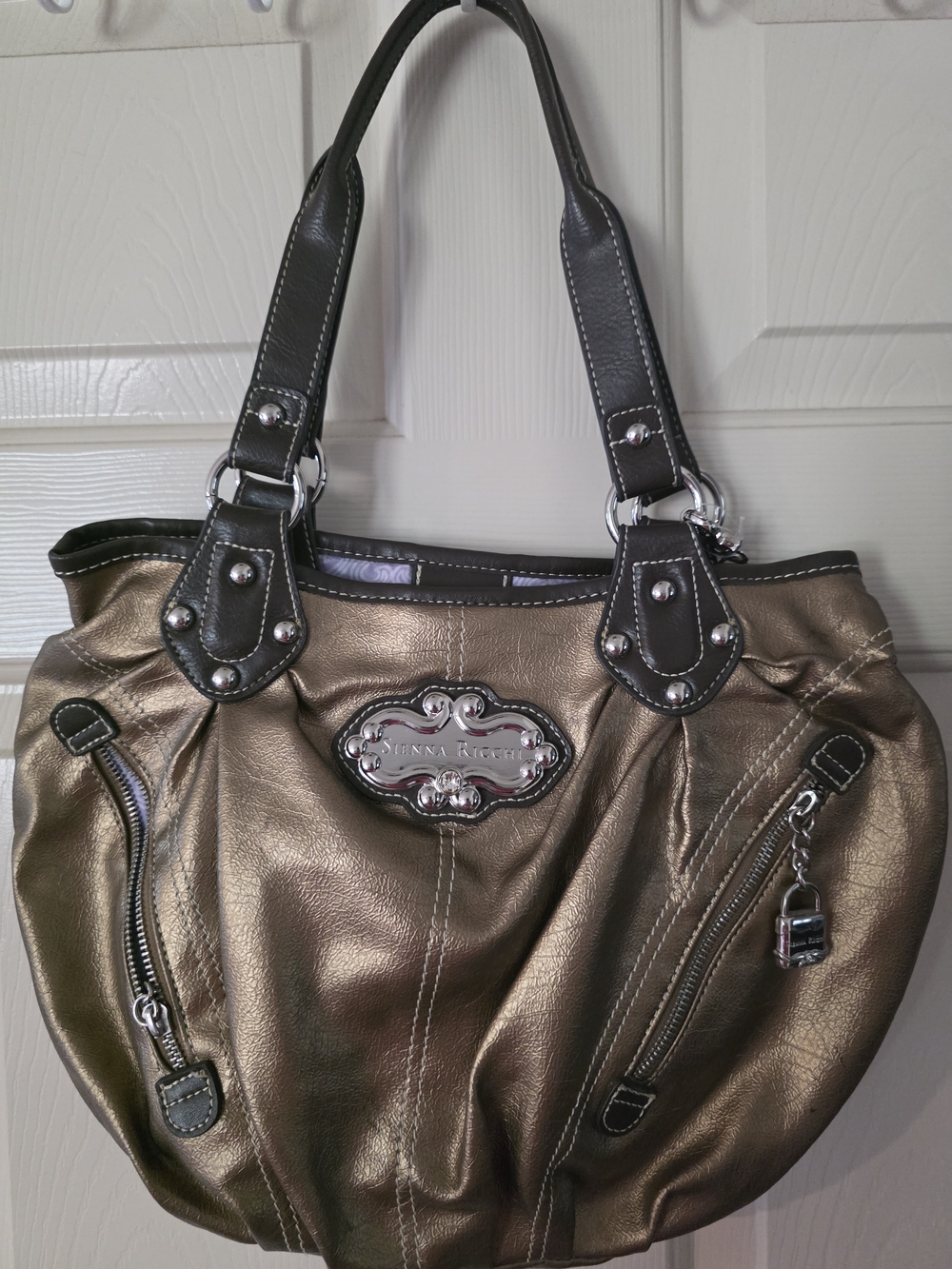Sienna Ricchi Metallic Bronze Shopper with Dark Trim